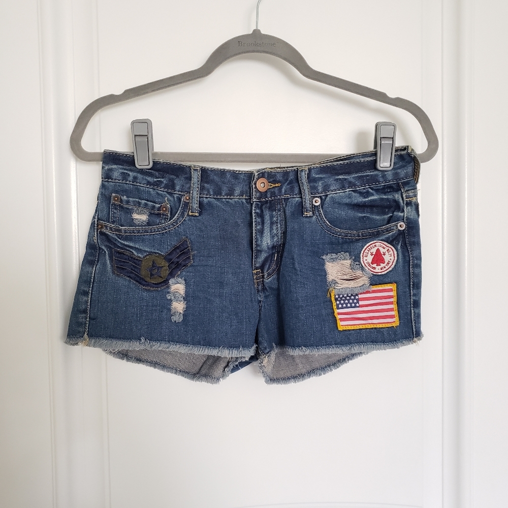 Forever 21 Denim Patchwork Cutoff Shorts